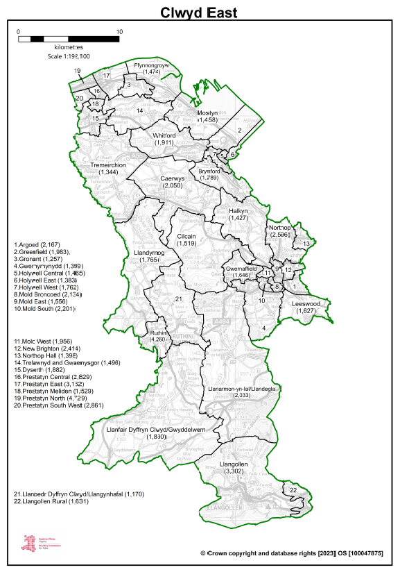 Map showing the new Clwyd East constituency