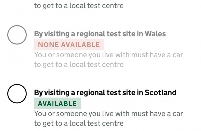 First Minister urged to end the disparity that now exists in Covid-19 testing availability between England and Wales