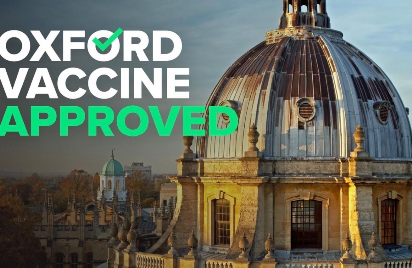 MP welcomes news that Oxford/AstraZeneca vaccine has been approved for use in UK