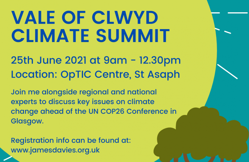 Vale of Clwyd MP to Mark COP26 Conference with Local Climate Summit