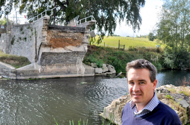 James at the site of Llanerch Bridge