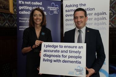 MP backs Alzheimer’s Society bid to make recovery of dementia diagnosis rates a priority